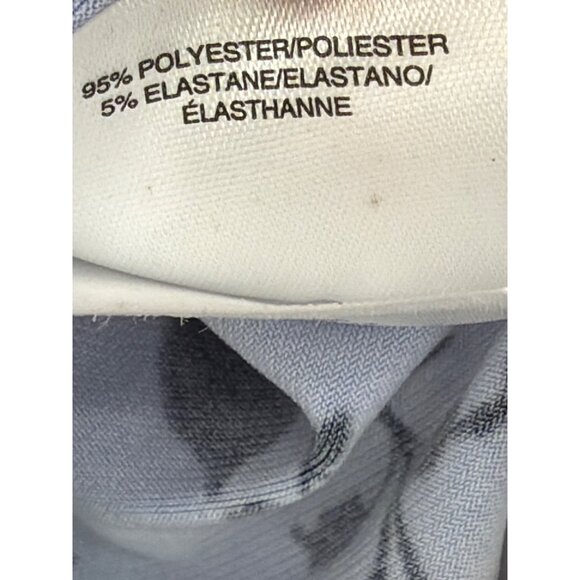 Anne Klein Size S Floral Split Neck Blouse Navy Light Blue Button Tab Sleeve New - Picture 5 of 6